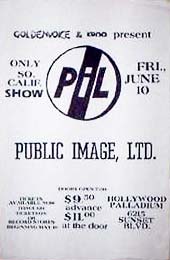 PiL - LA, Holywood Palladium, USA 10.6.83 Flyer