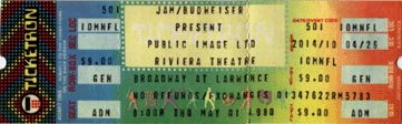 PiL - Chicago, Riviera Theatre 1.5.80, USA Gig Ticket