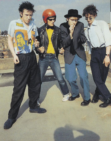 Lydon, Walker, Wobble & Levene on roof of Gunter Grove, 1978 © Dennis Morris