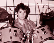 Martin Atkins, unknown soundcheck, circa 1982 © Maureen Baker