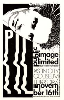 PiL - Austin City, Coliseum, USA 16.11.89 Gig Poster