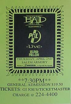 PiL - Salem, Armory, USA 2.4.92 Gig Poster