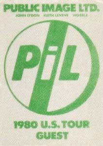 PiL - US Tour 1980 Backstage Pass