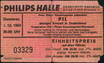 Dusseldorf, Philipshalle, Germany, December 1st 1983 Gig Ticket