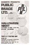PiL - Ritchie Coliseum, University of Maryland 31.10.82 Gig Flyer (1)