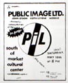 PiL - San Francisco, South of Market Cultural Center, USA 10.5.80Flyer / Poster