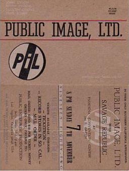 PiL - Pasadena, Convention Centre, USA 7.11.82 Flyer